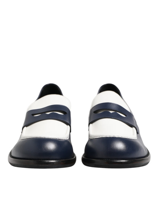 Black White Leather Slip On Loafers Men Dress Shoes