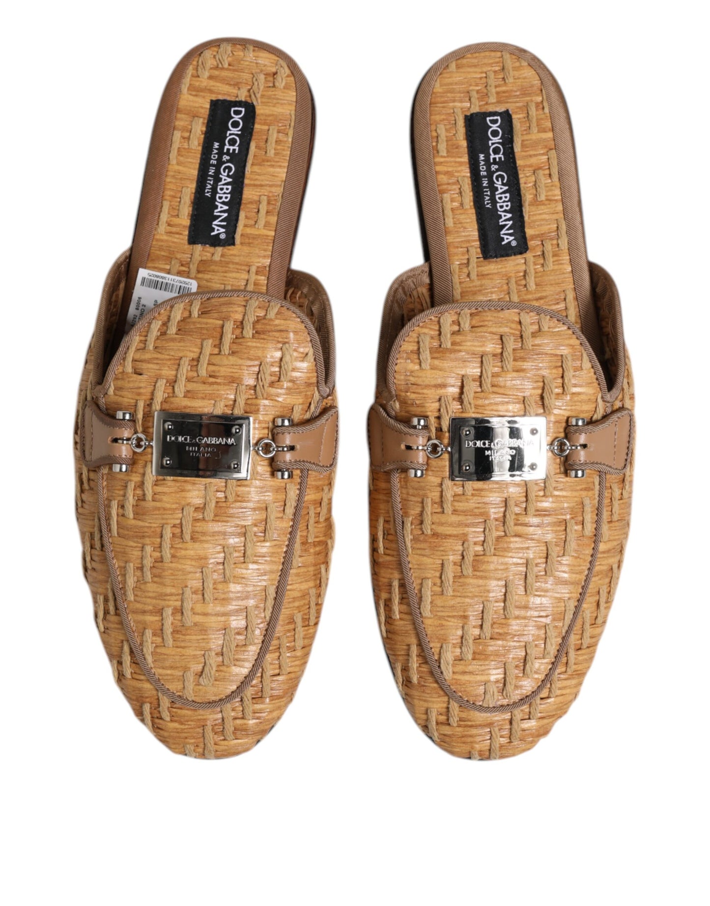Beige Rattan Flat Mule Men Sandals Shoes