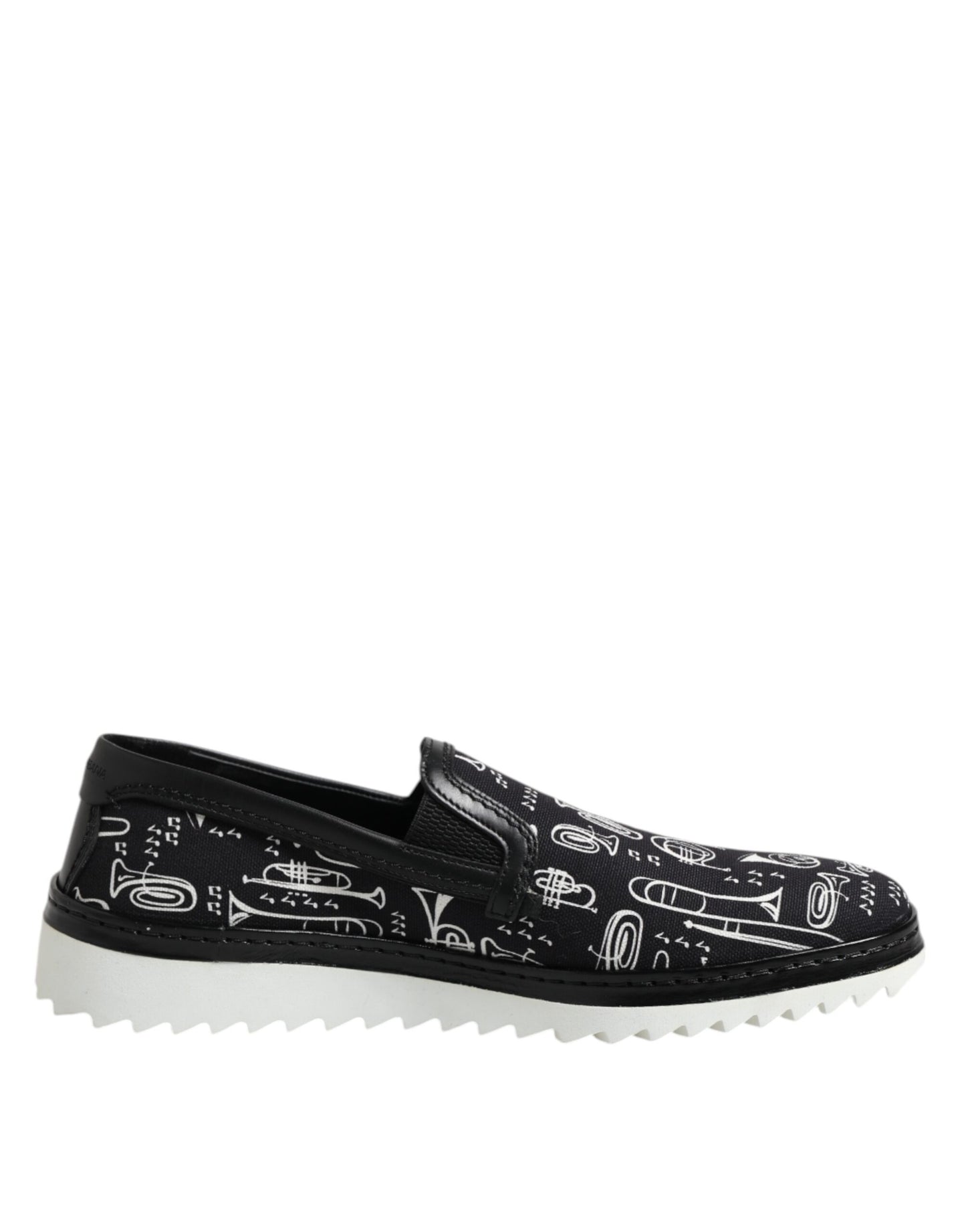 Black Slip On Printed Men Loafers Shoes