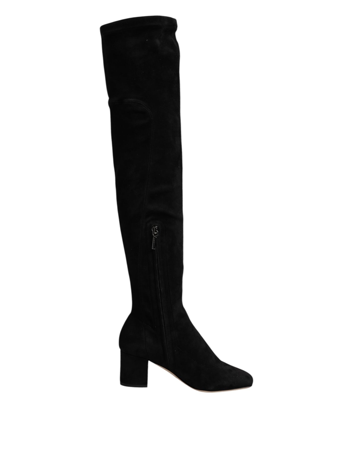 Black Suede Leather Knee High Boots Shoes