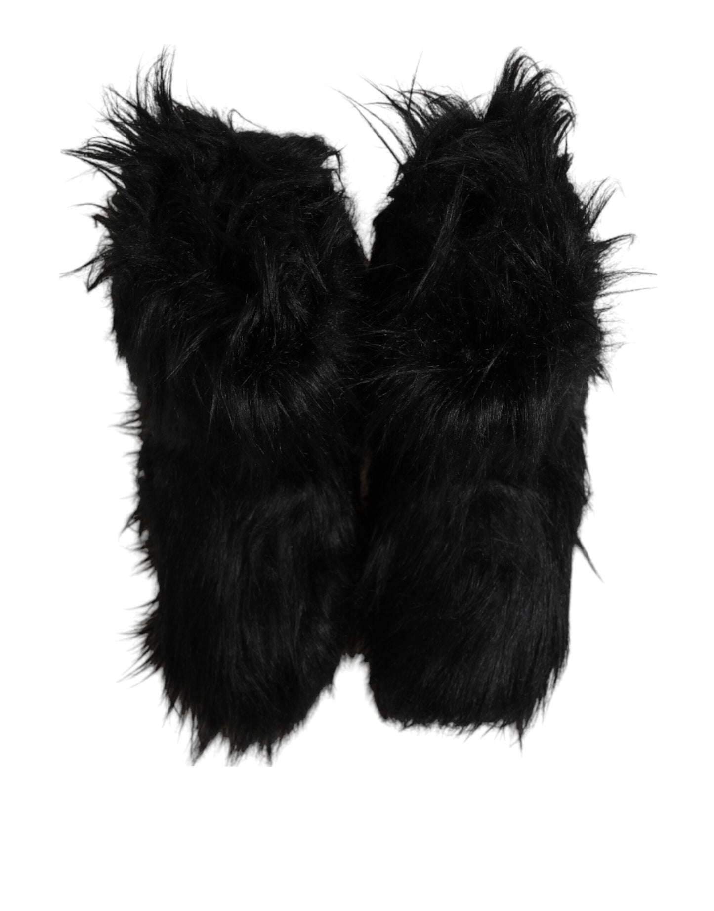 Black Faux Fur Mid Calf Boots Shoes