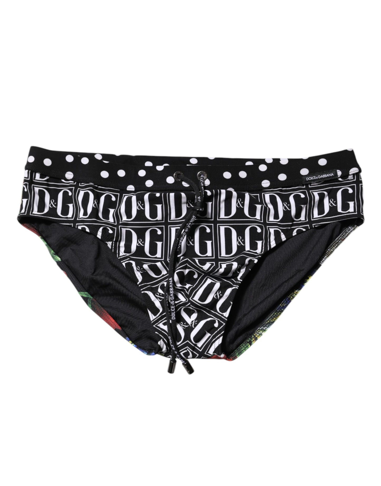 Black Floral Logo Beachwear Men Brief Swimwear