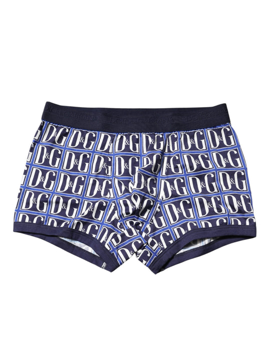 Blue Logo Print Regular Boxer Brief Underwear