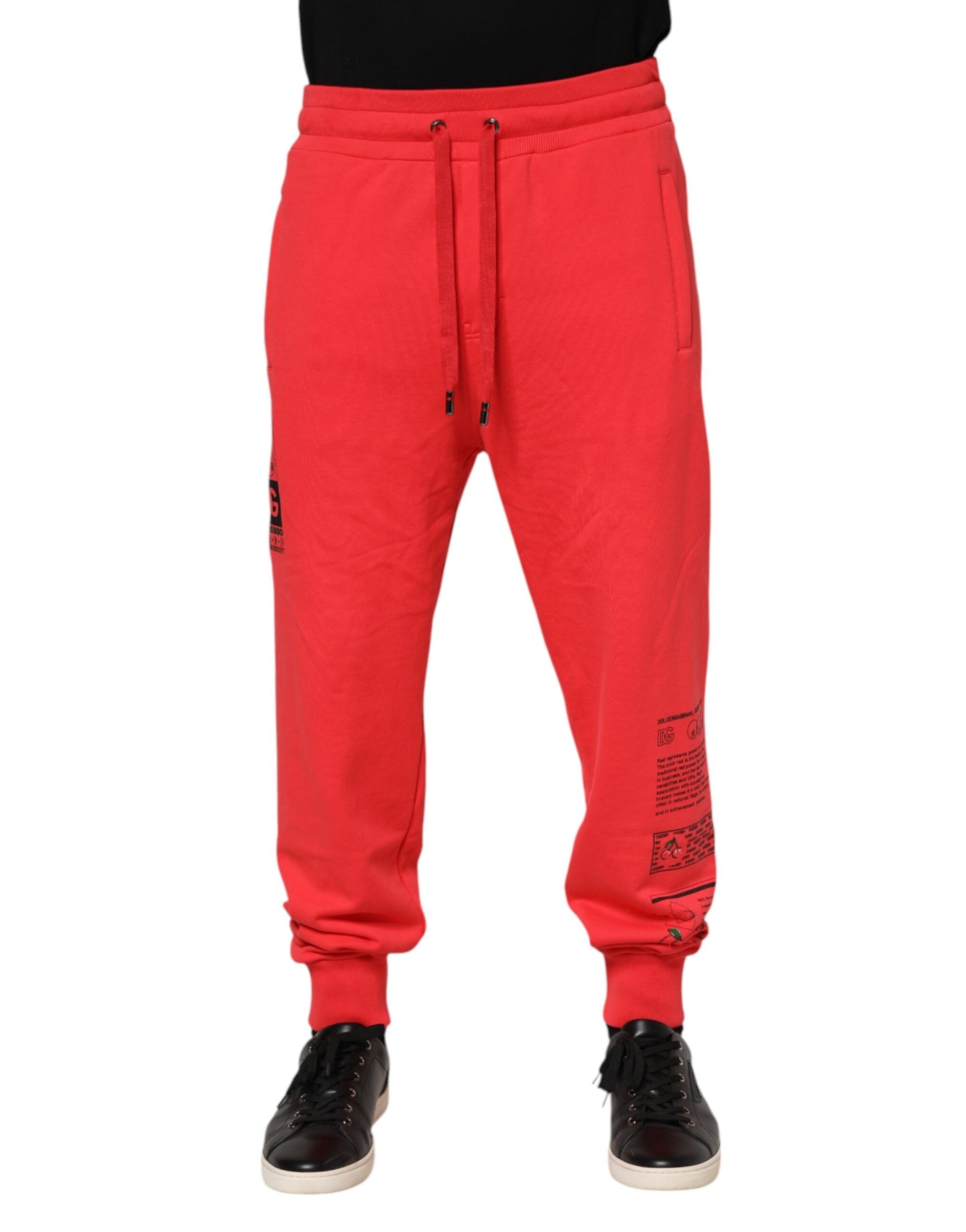 Red Cotton Men Jogger Sweatpants Pants