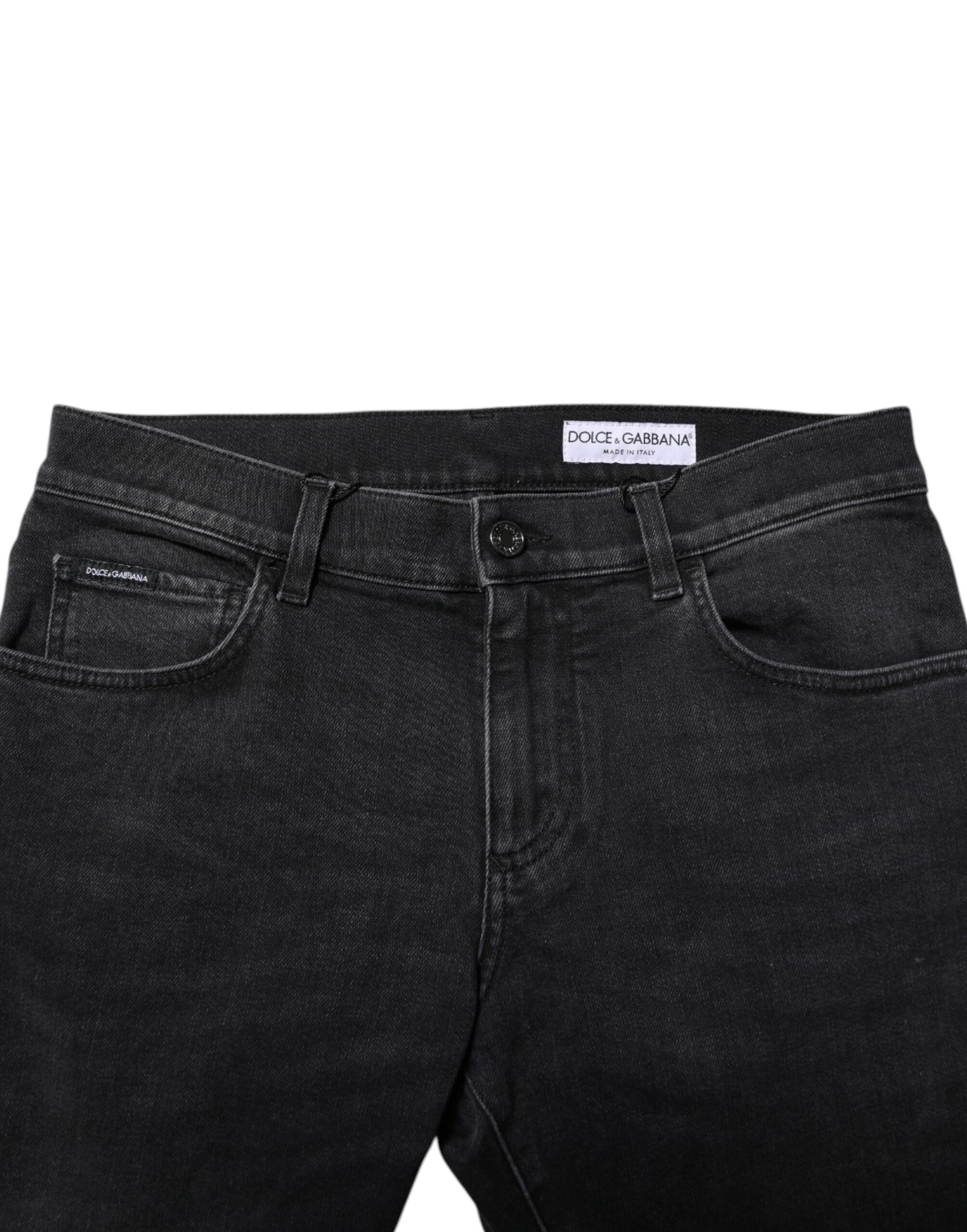 Black Washed Cotton Skinny Denim Jeans