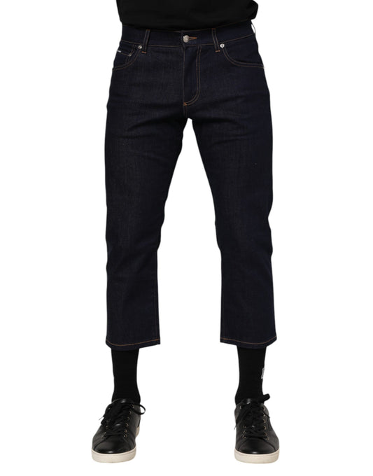 Dark Blue Cotton Logo Slim Fit Men Denim Jeans
