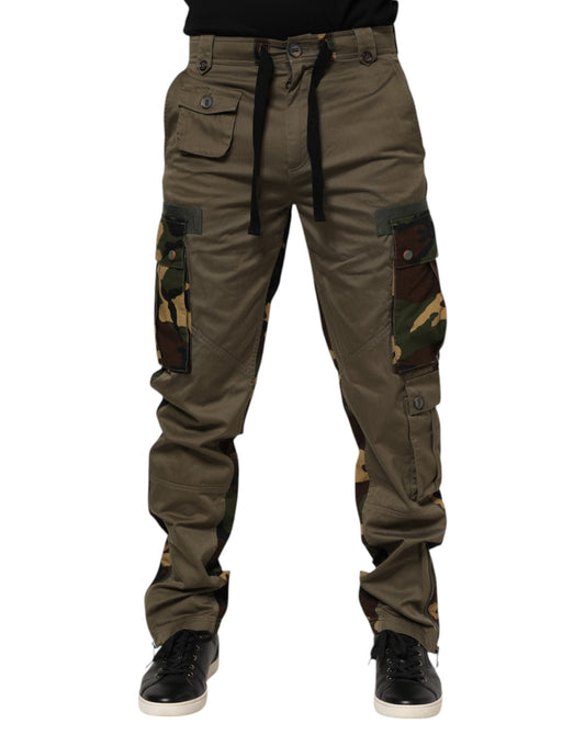 Brown Cotton Camouflage Cargo Pants