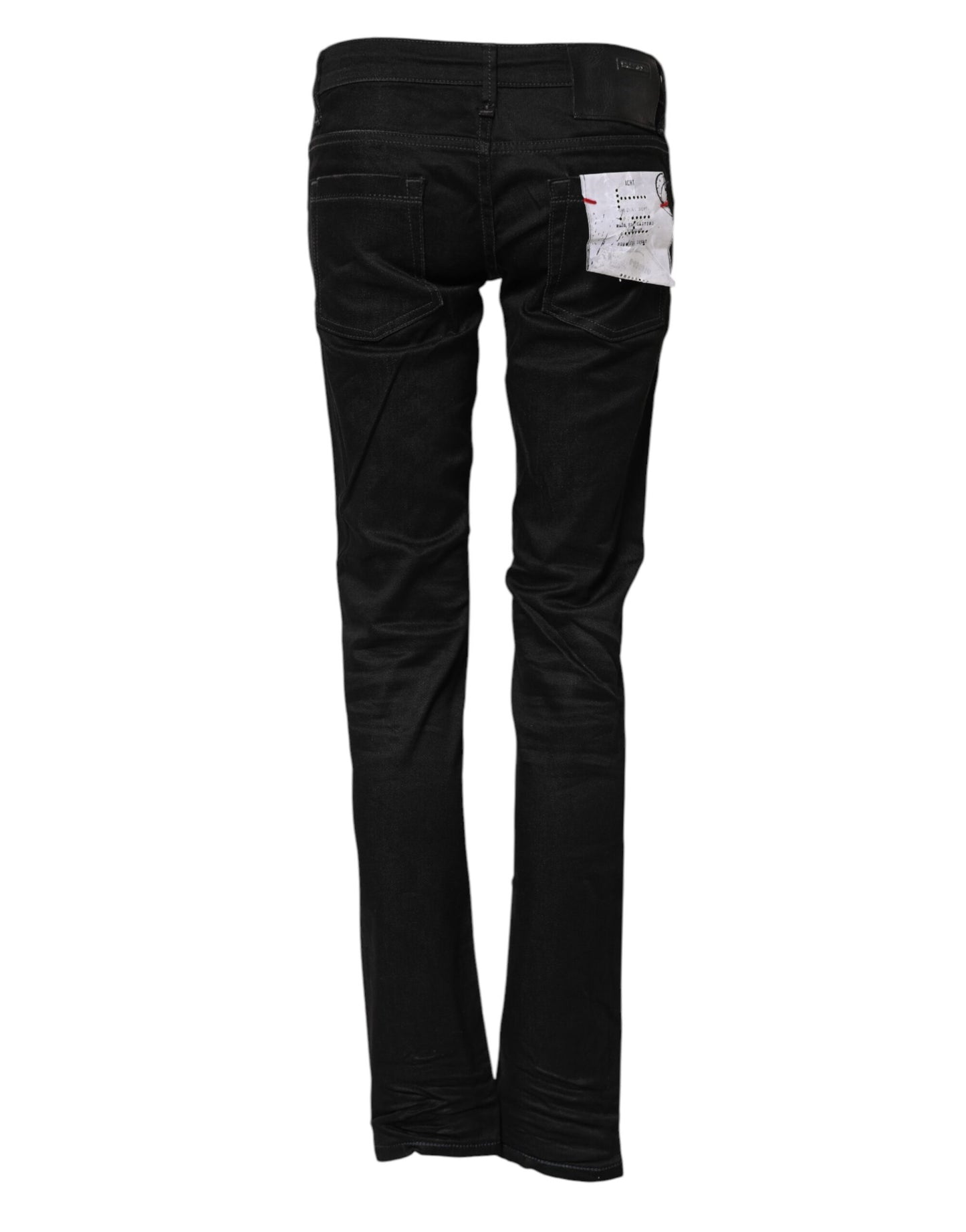Black Cotton Slim Fit Denim Low Waist Denim Jeans