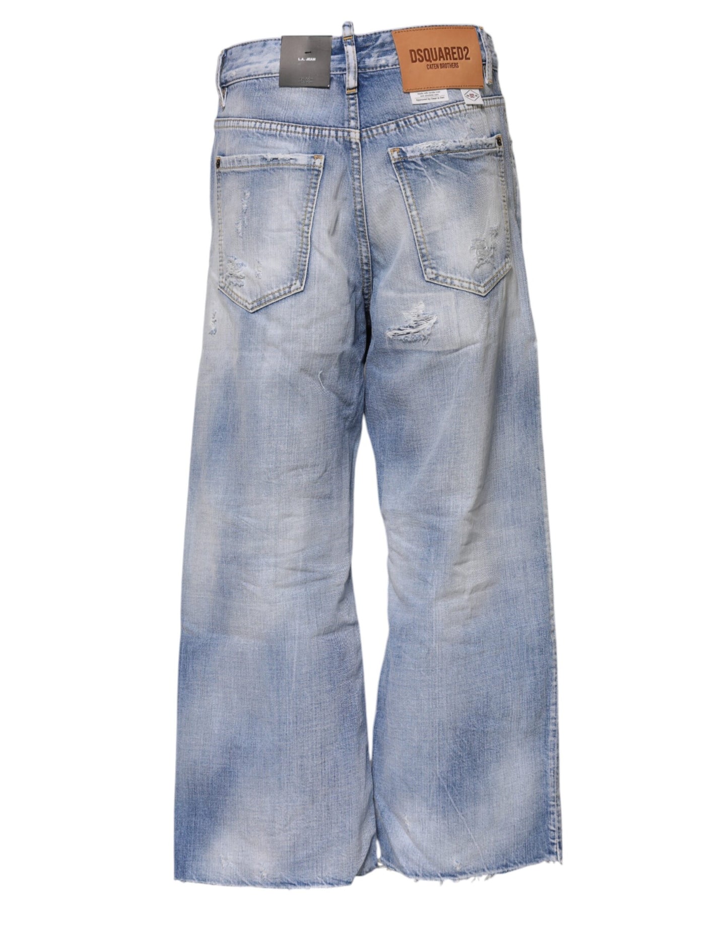 Blue Washed High Waist Wide Leg Jeans