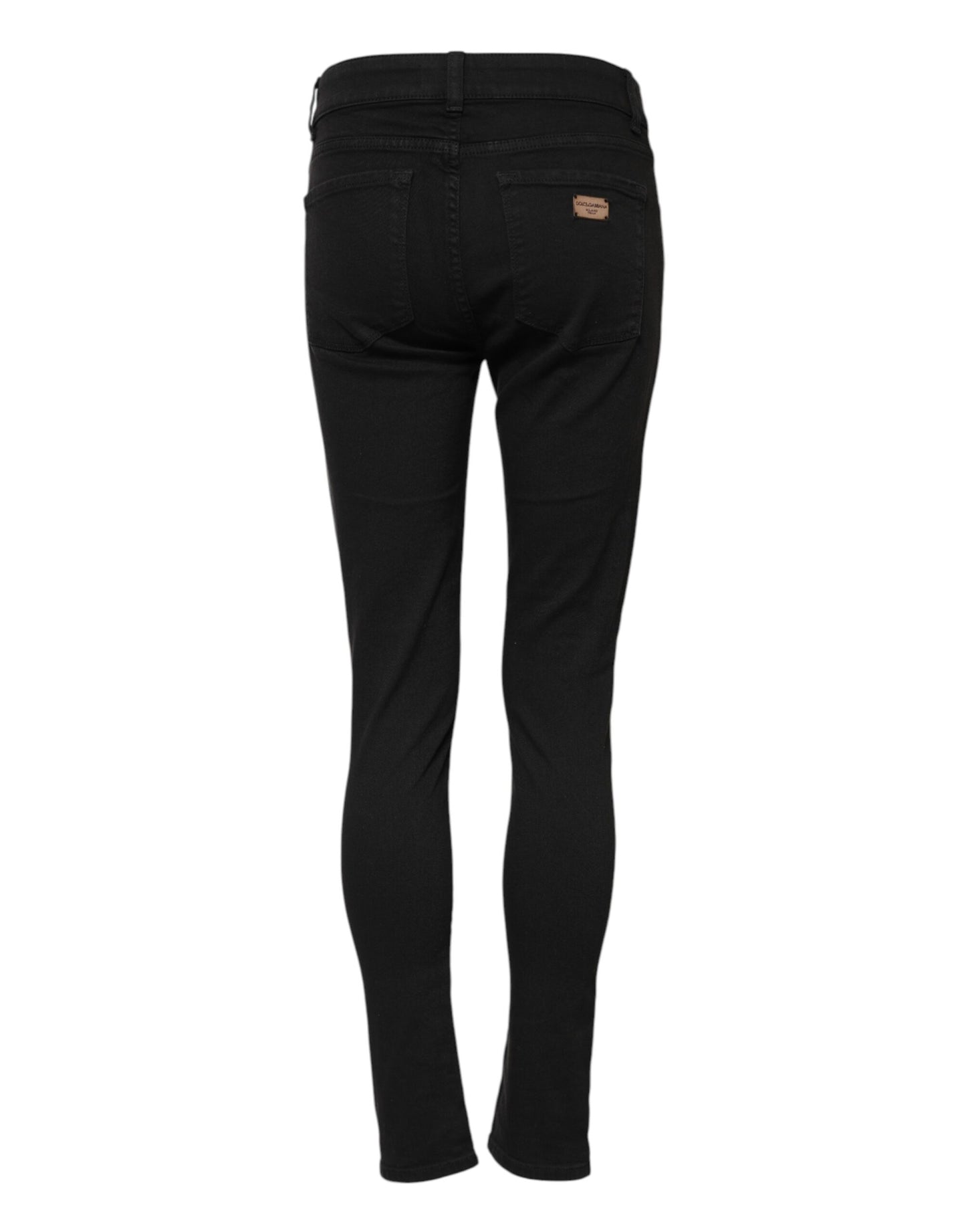 Black Cotton Skinny Mid Waist Denim Jeans