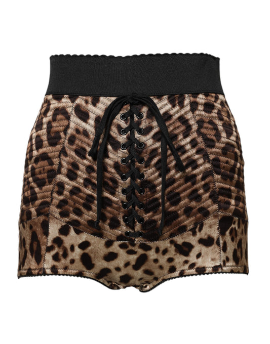 Brown Leopard High Waist Hot Pants Shorts
