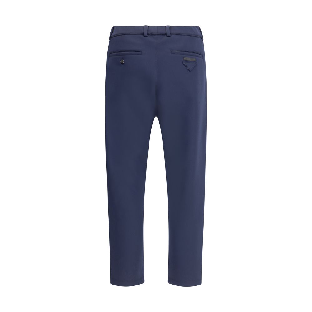 Blue Polyester Casual Pants