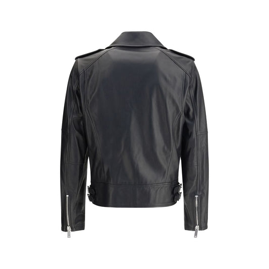 Black Calf Leather Bos Taurus Biker Jacket