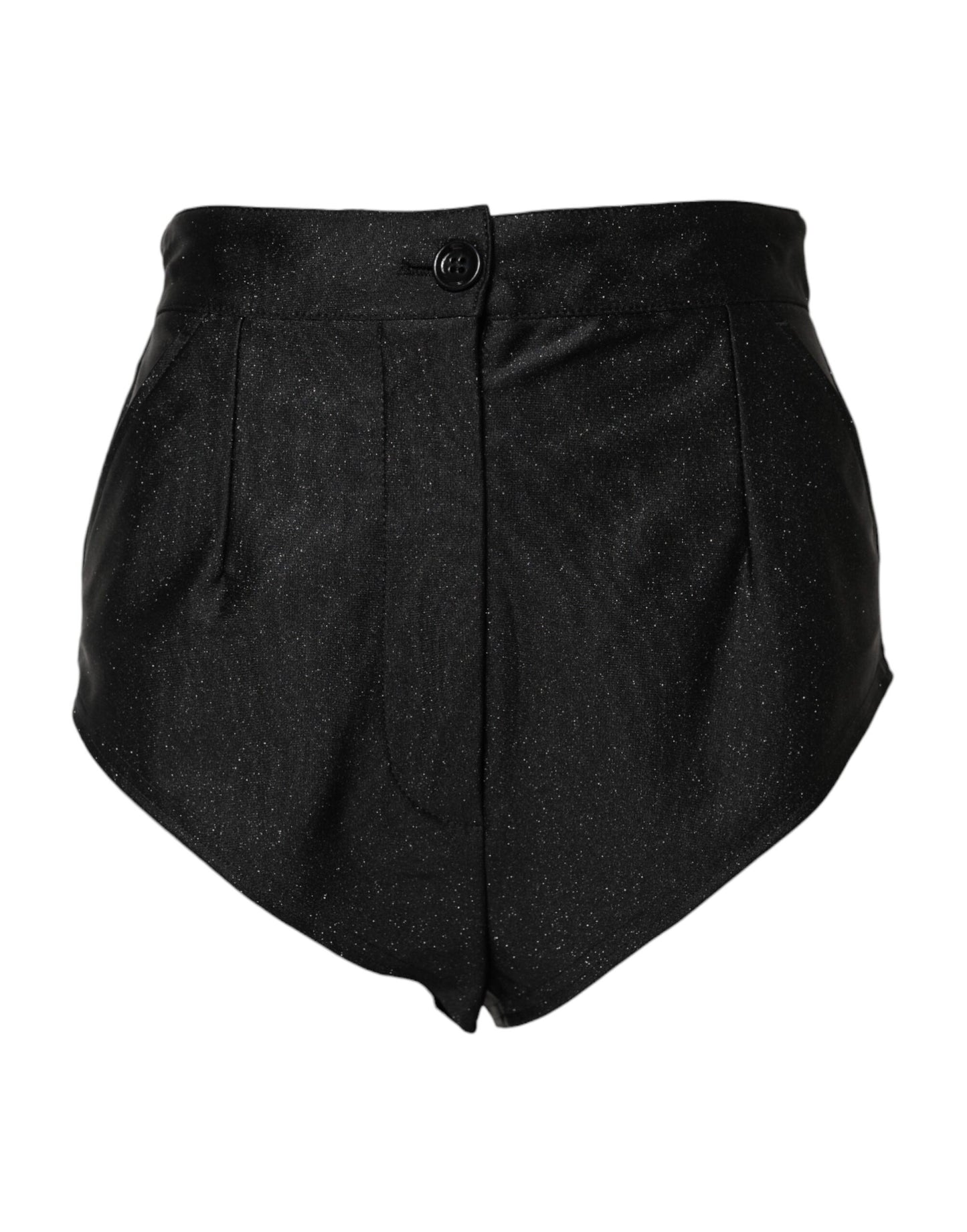 Black Viscose High Waisted Hot Pants Shorts