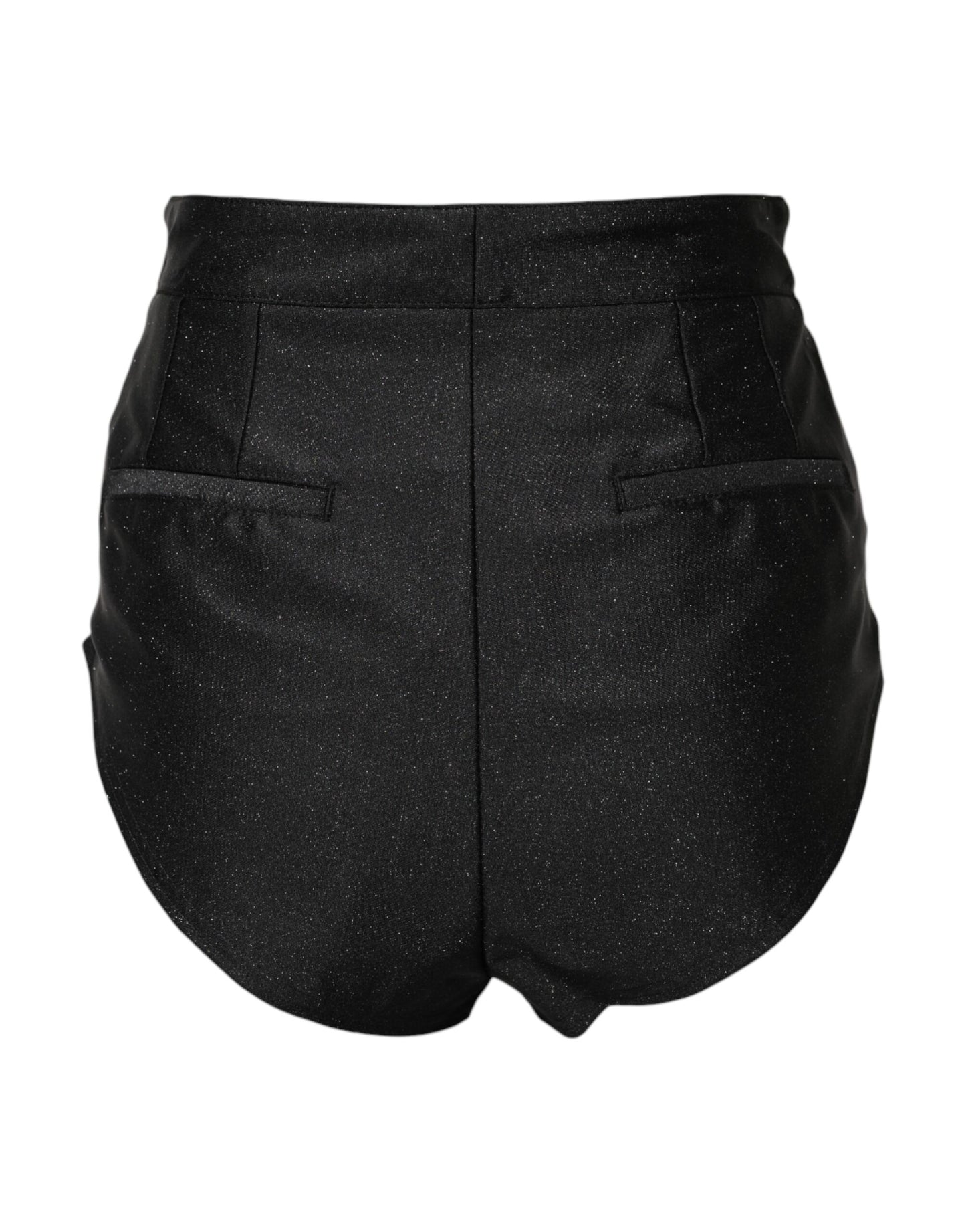 Black Viscose High Waisted Hot Pants Shorts