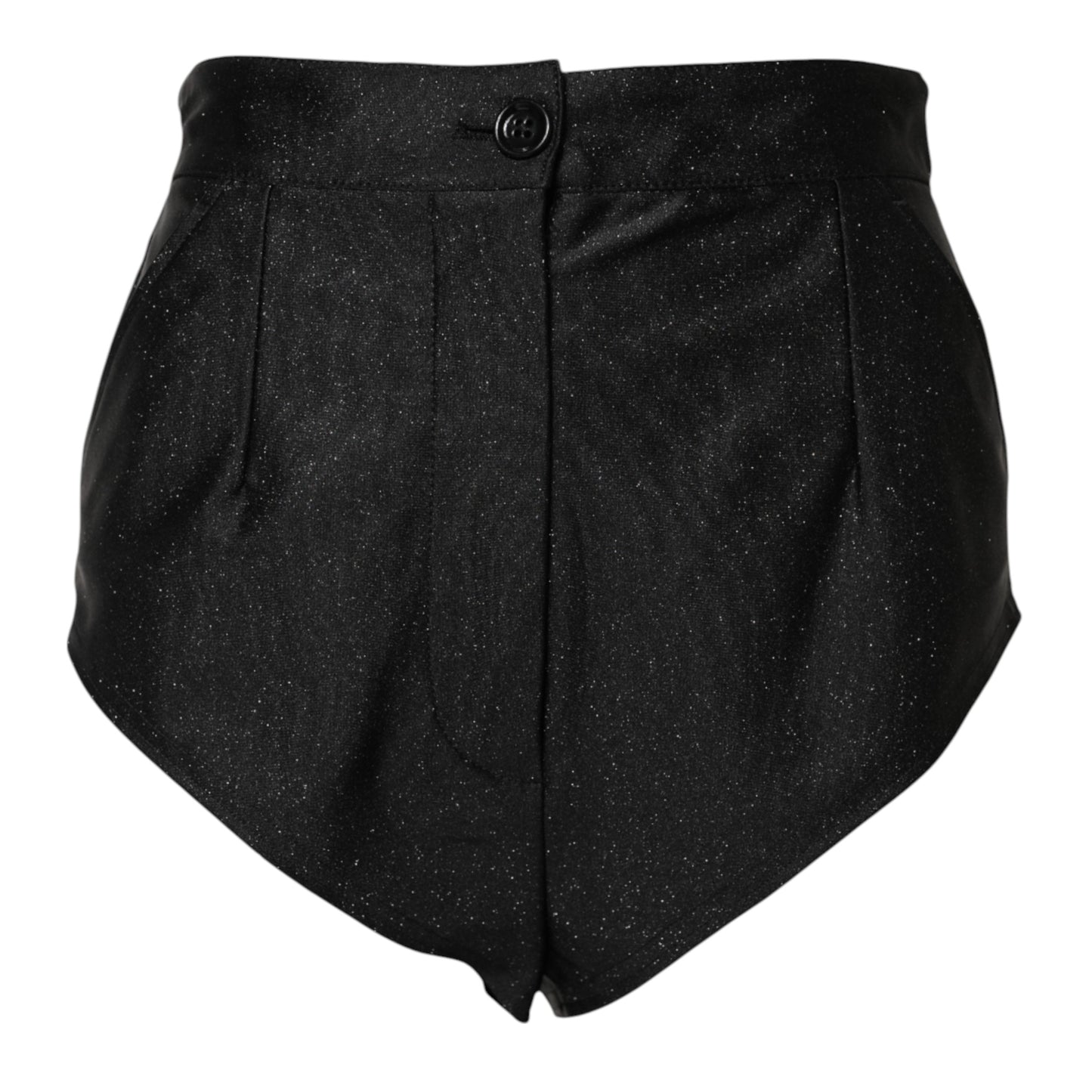 Black Viscose High Waisted Hot Pants Shorts
