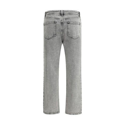 Gray Cotton Straight-Leg Jeans