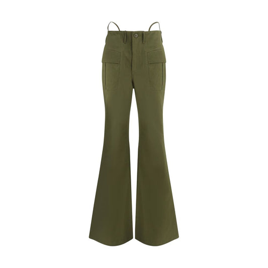 Green Cotton Flared Pants