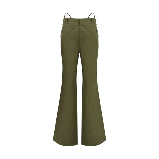 Green Cotton Flared Pants
