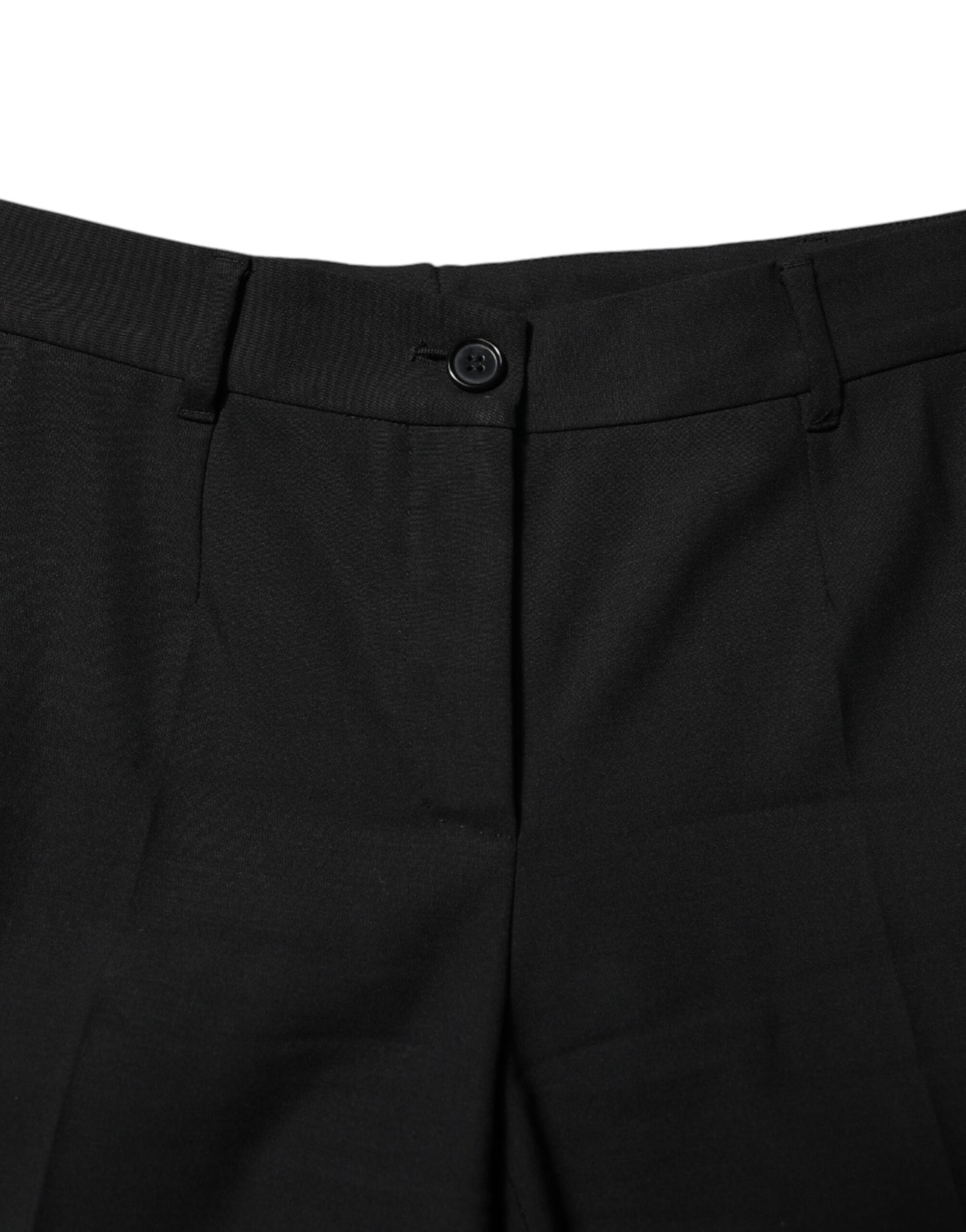 Black Wool High Waist Tapered Pants
