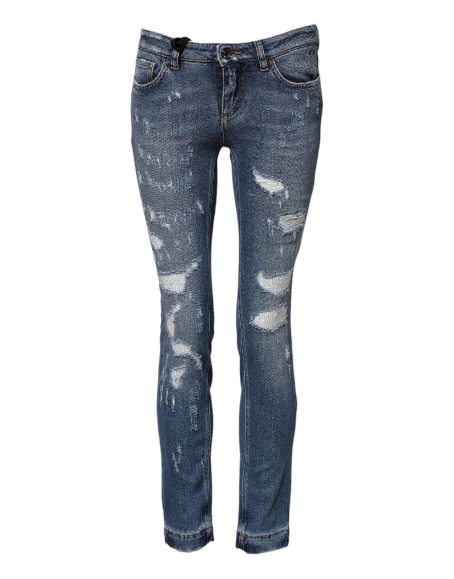 Blue PRETTY Tattered Skinny Denim Jeans