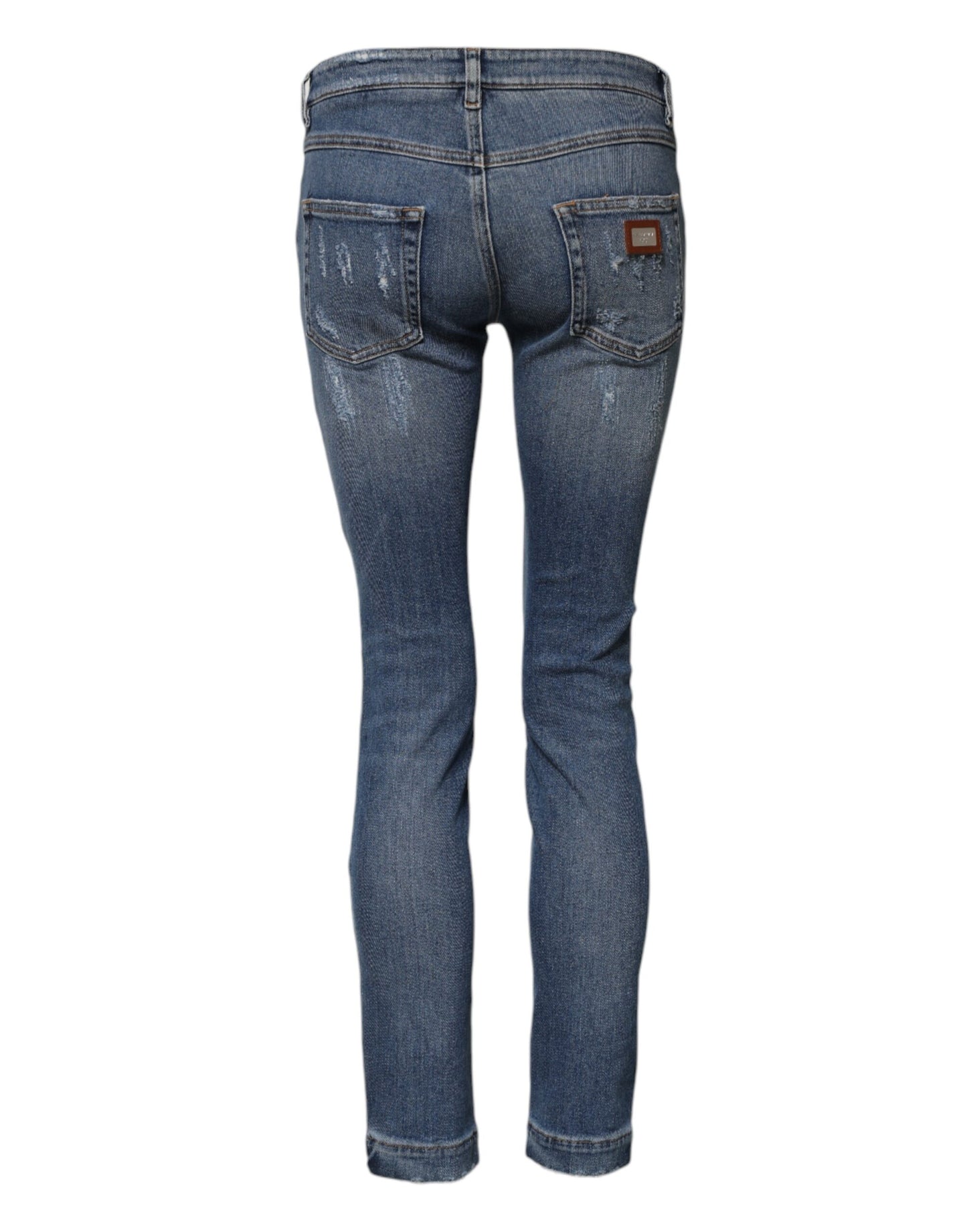 Blue PRETTY Tattered Skinny Denim Jeans