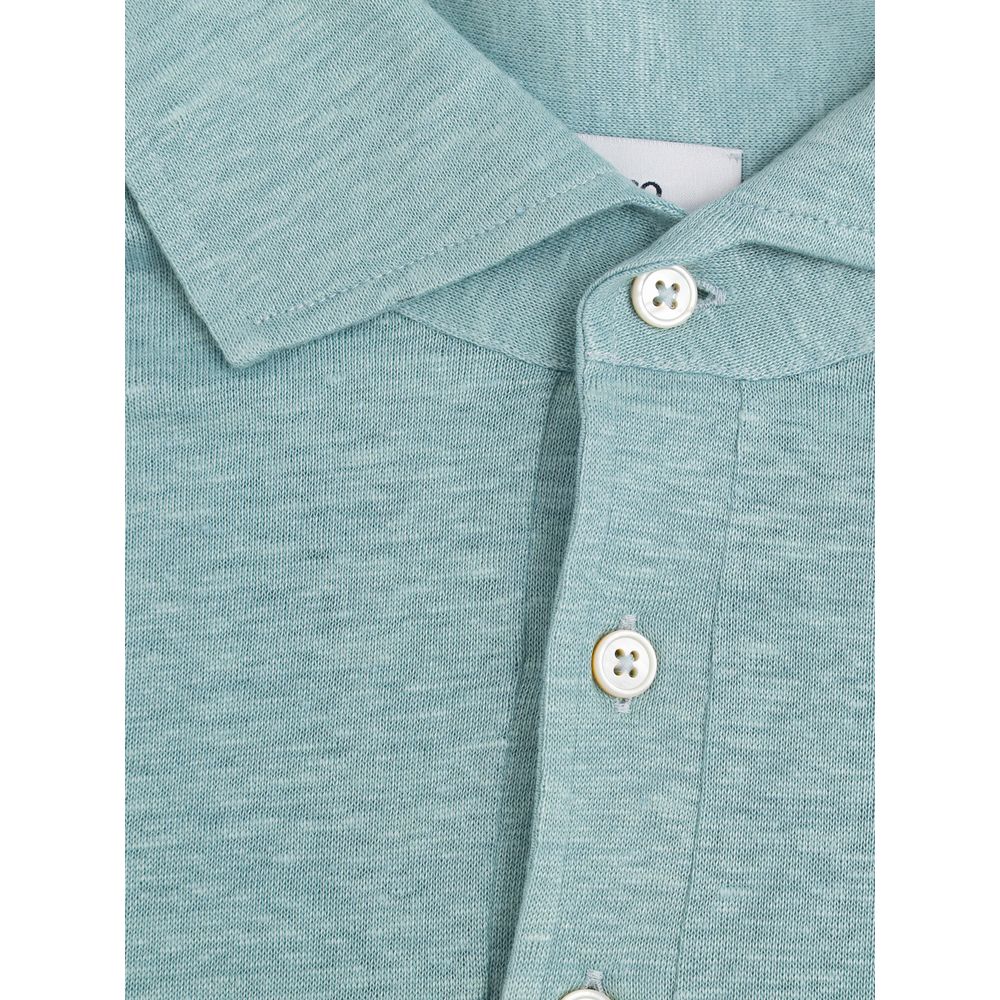 Blue Linen Polo Shirt
