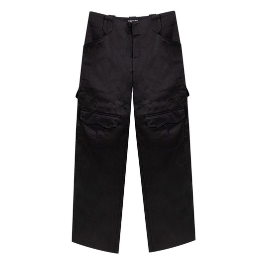 Black Viscose Cargo Pants