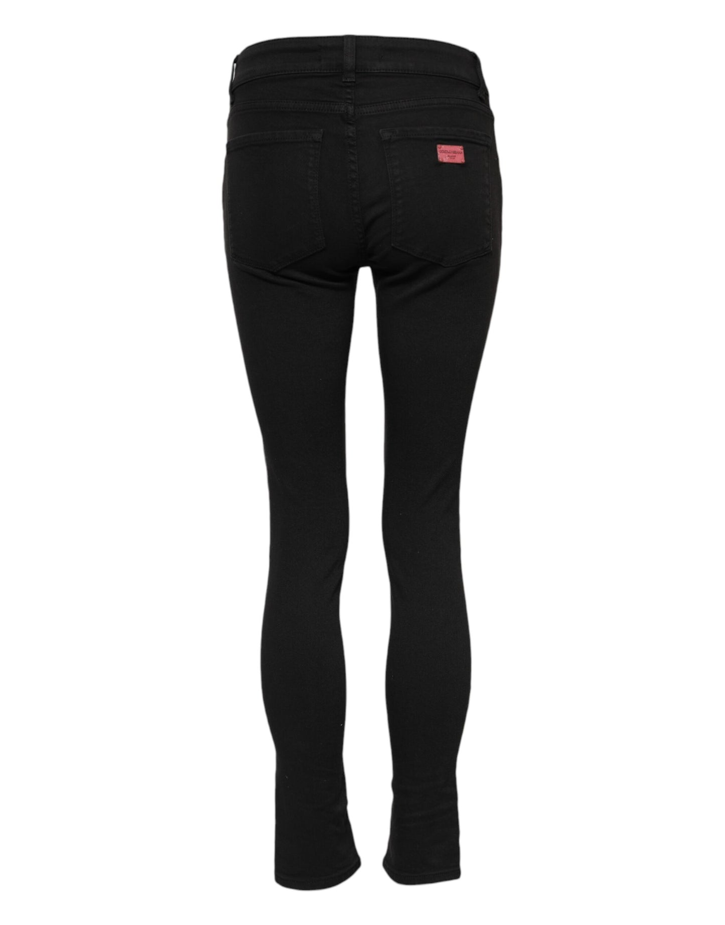 Black Cotton Skinny Mid Waist Denim Jeans