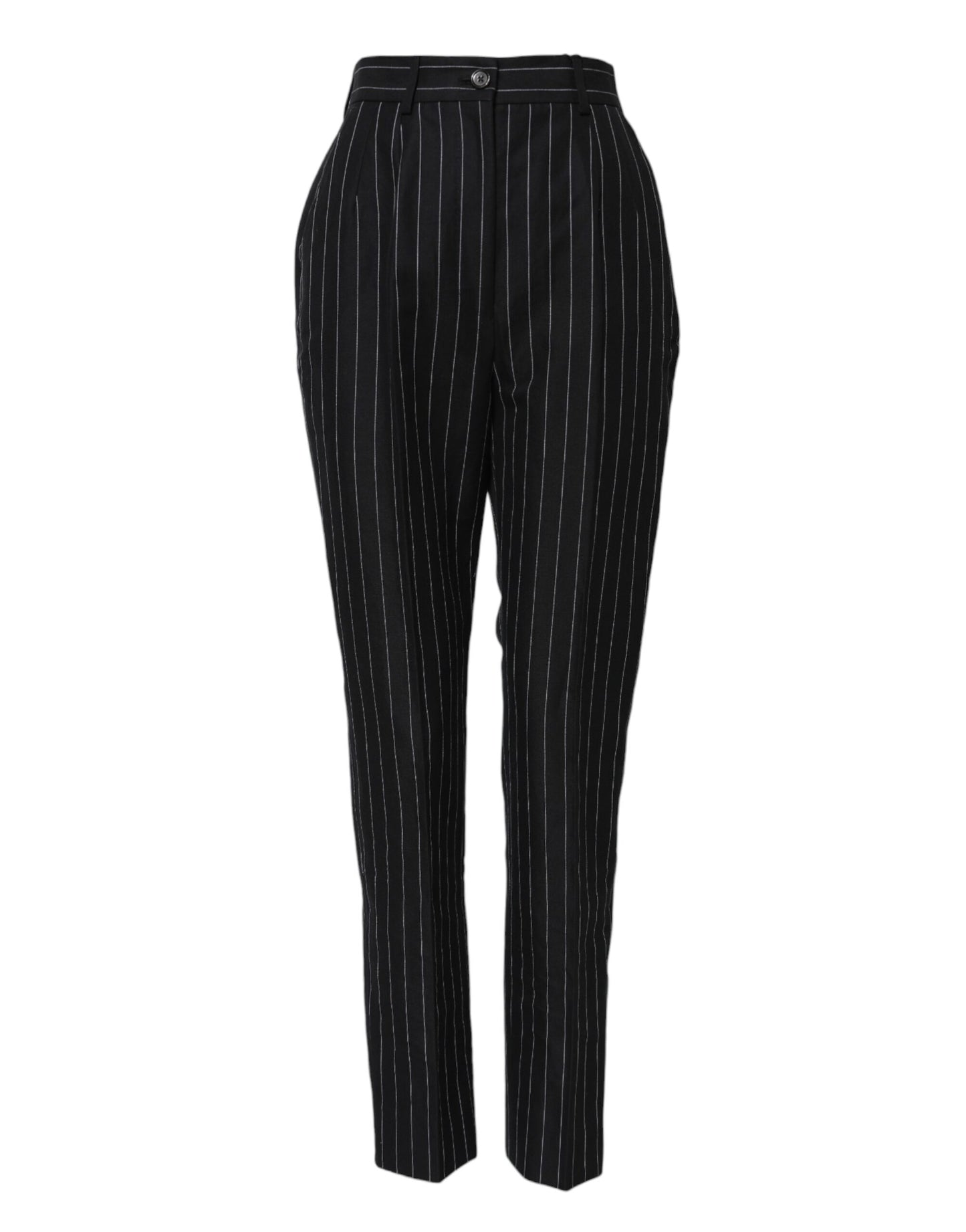 Black Stripes High Waist Tapered Pants