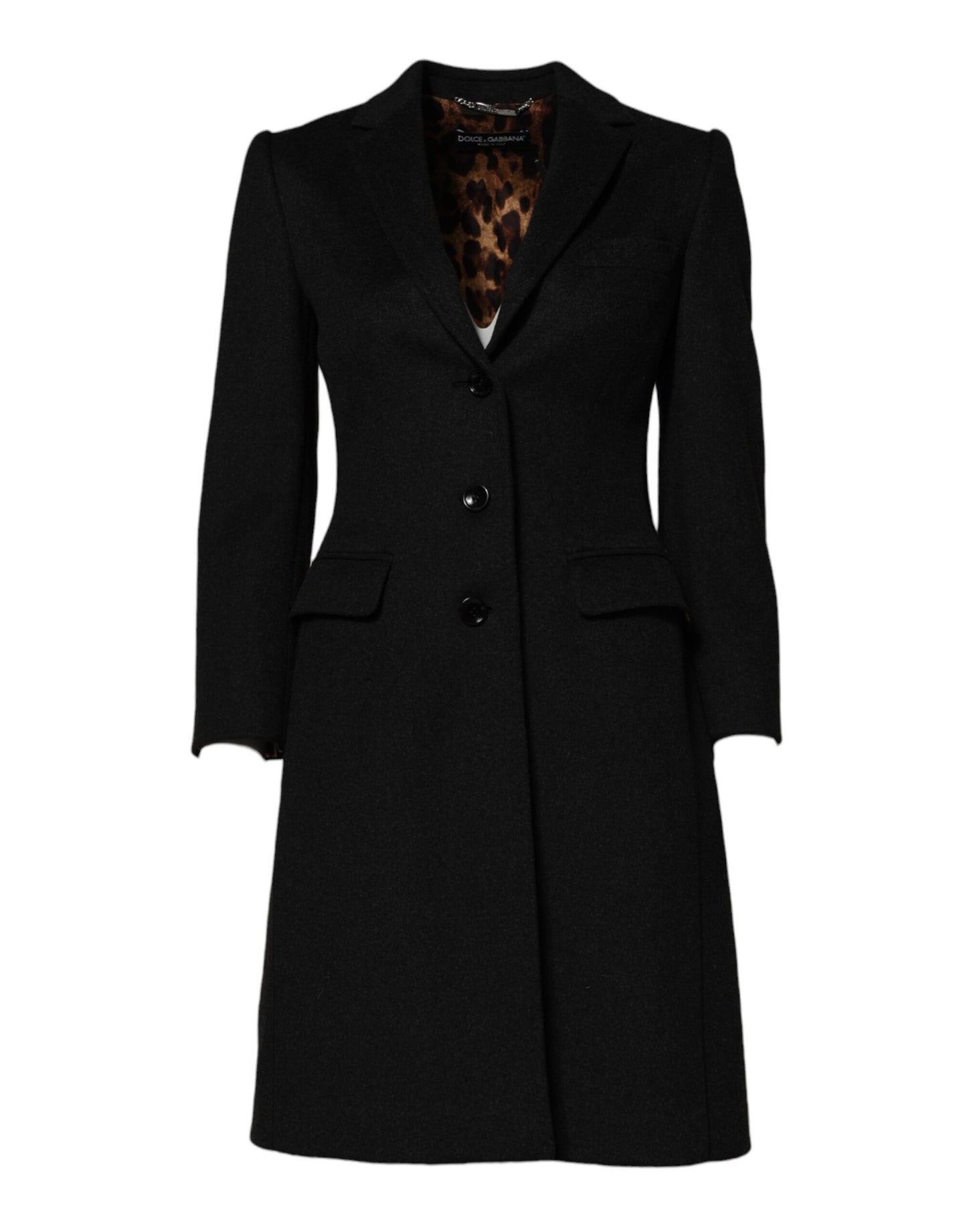 Black Wool Long Sleeves Trench Coat Jacket
