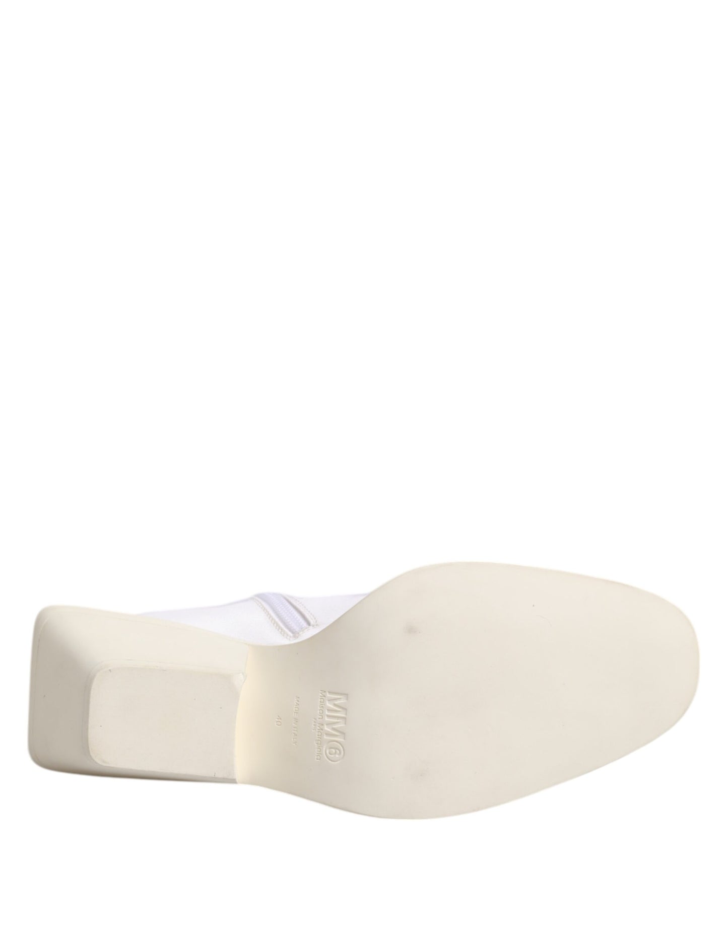 White Square Heel Zip Ankle Boots Shoes