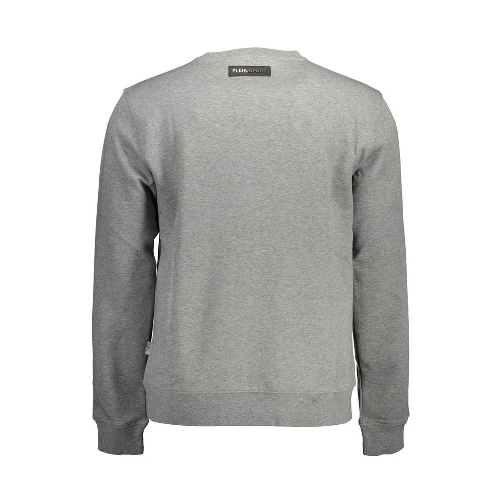 "Gray Cotton Men Sweater with Contrasting Details"
