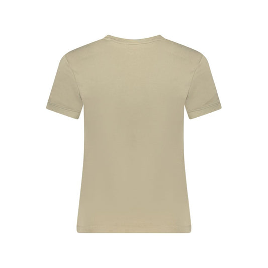 Beige Cotton Women T-Shirt