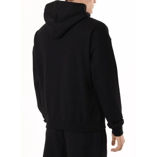 Black Cotton Men Hoodie