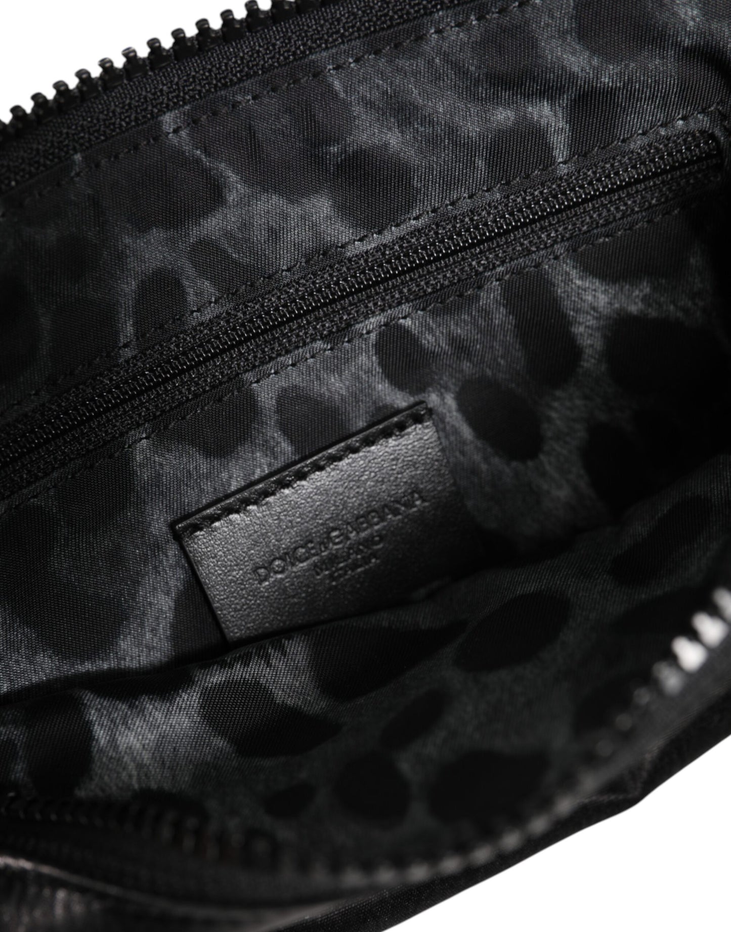 Black Nylon Logo Plaque Keyring Pouch Clutch Bag