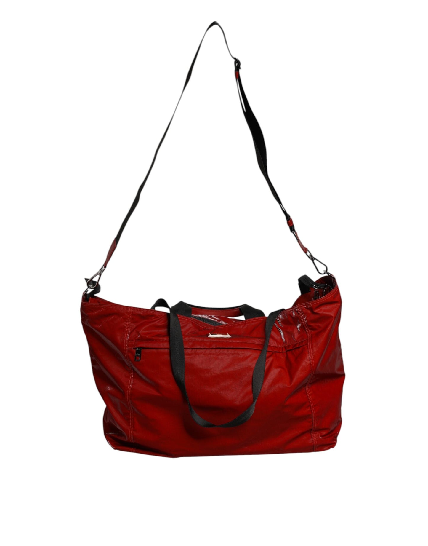 Red Nylon Hand Shoulder Duffel Travel Bag