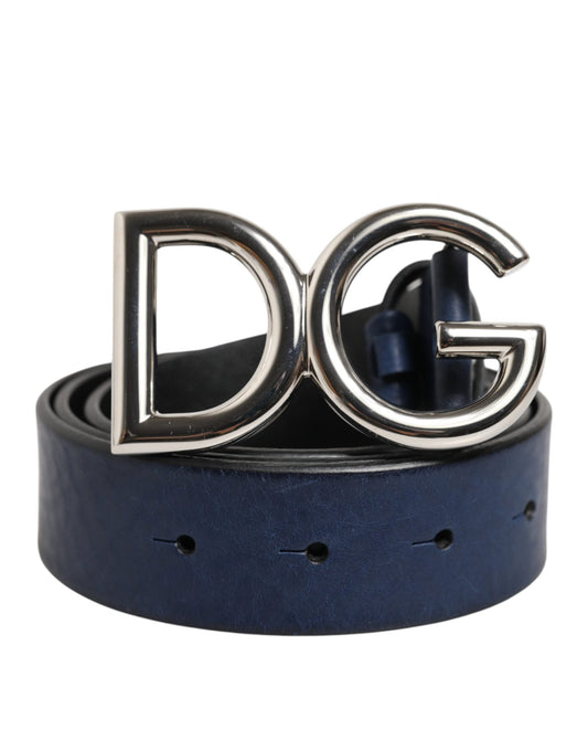 Blue Classic Silver Metal DG Logo Buckle Belt