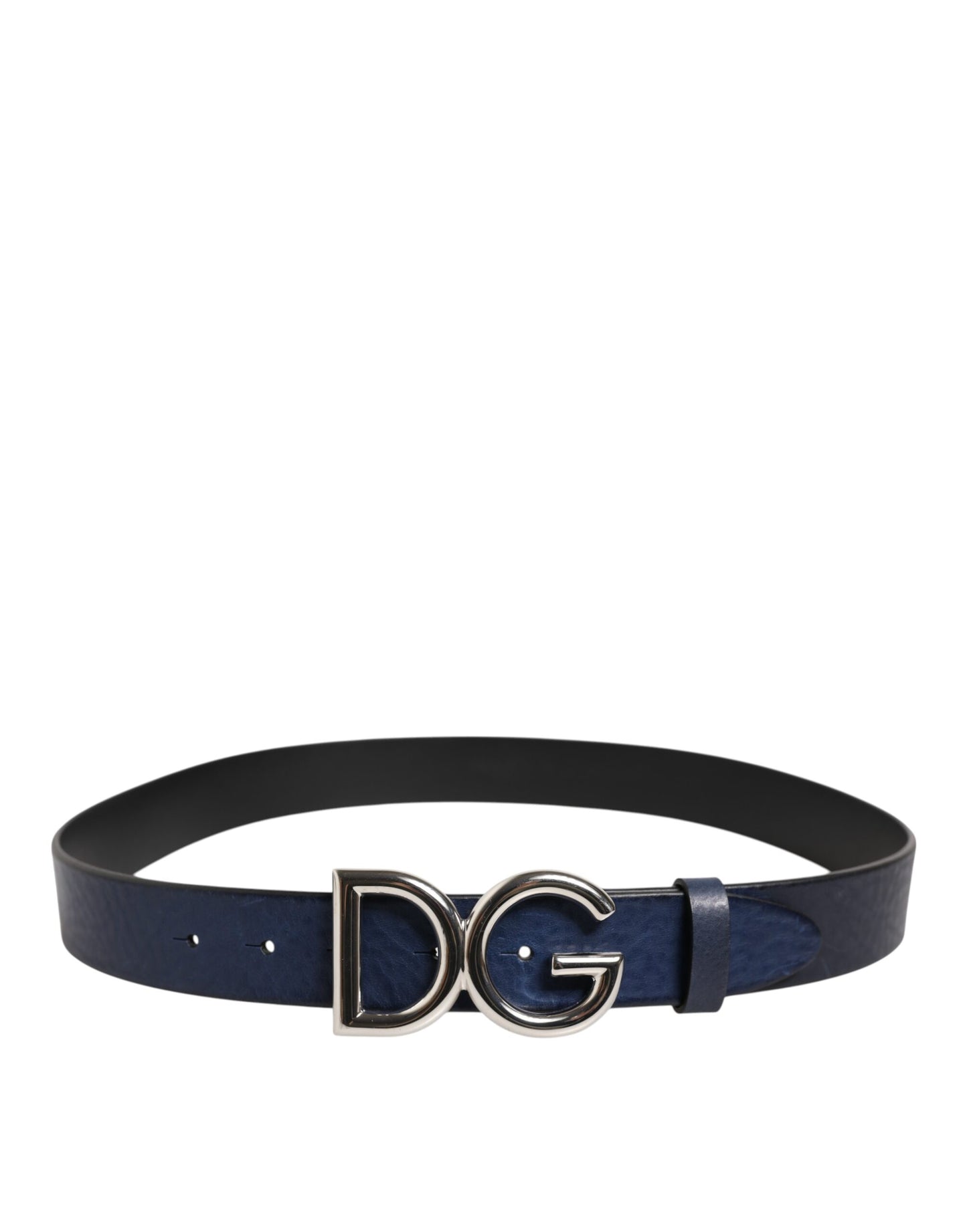 Blue Classic Silver Metal DG Logo Buckle Belt