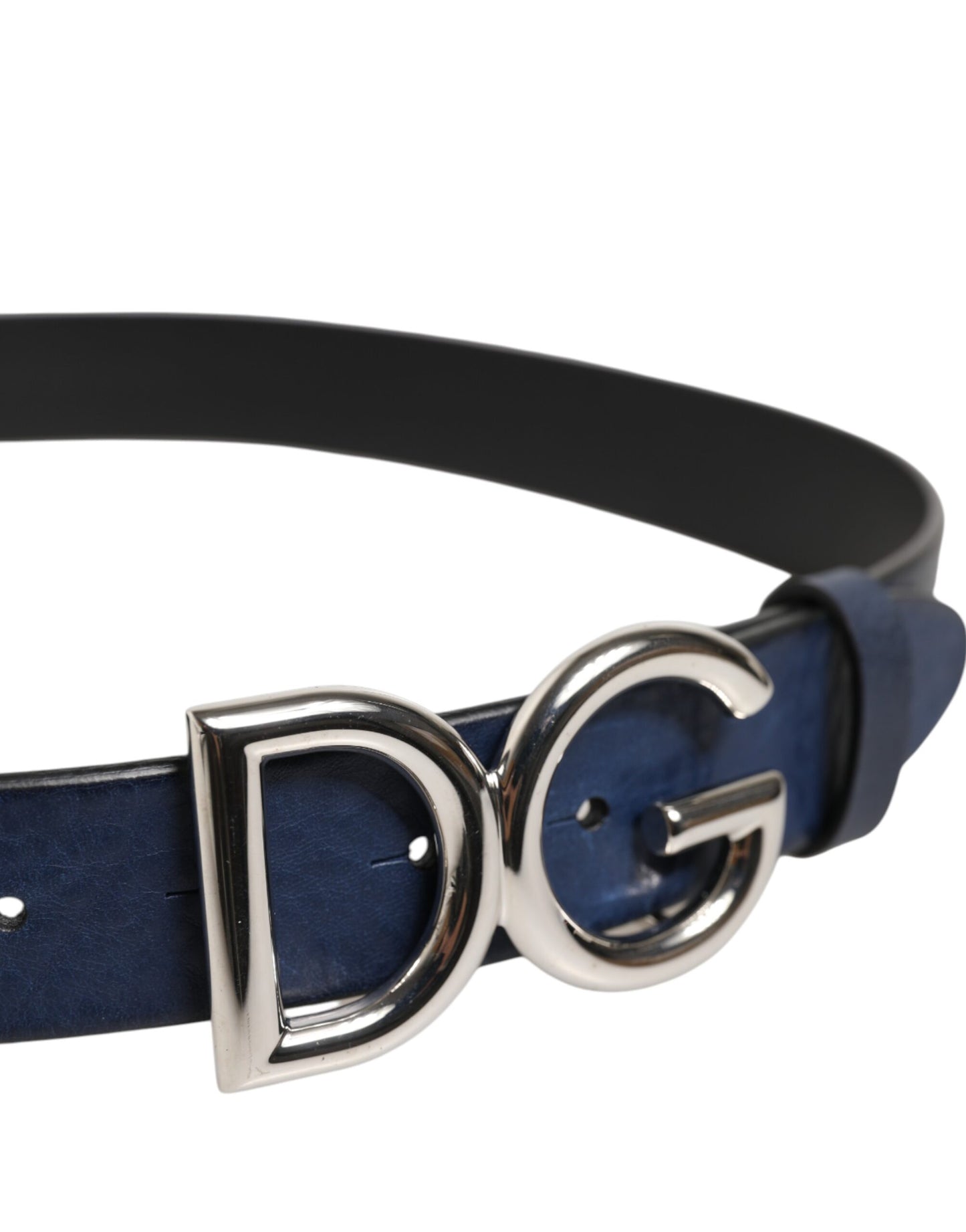 Blue Classic Silver Metal DG Logo Buckle Belt
