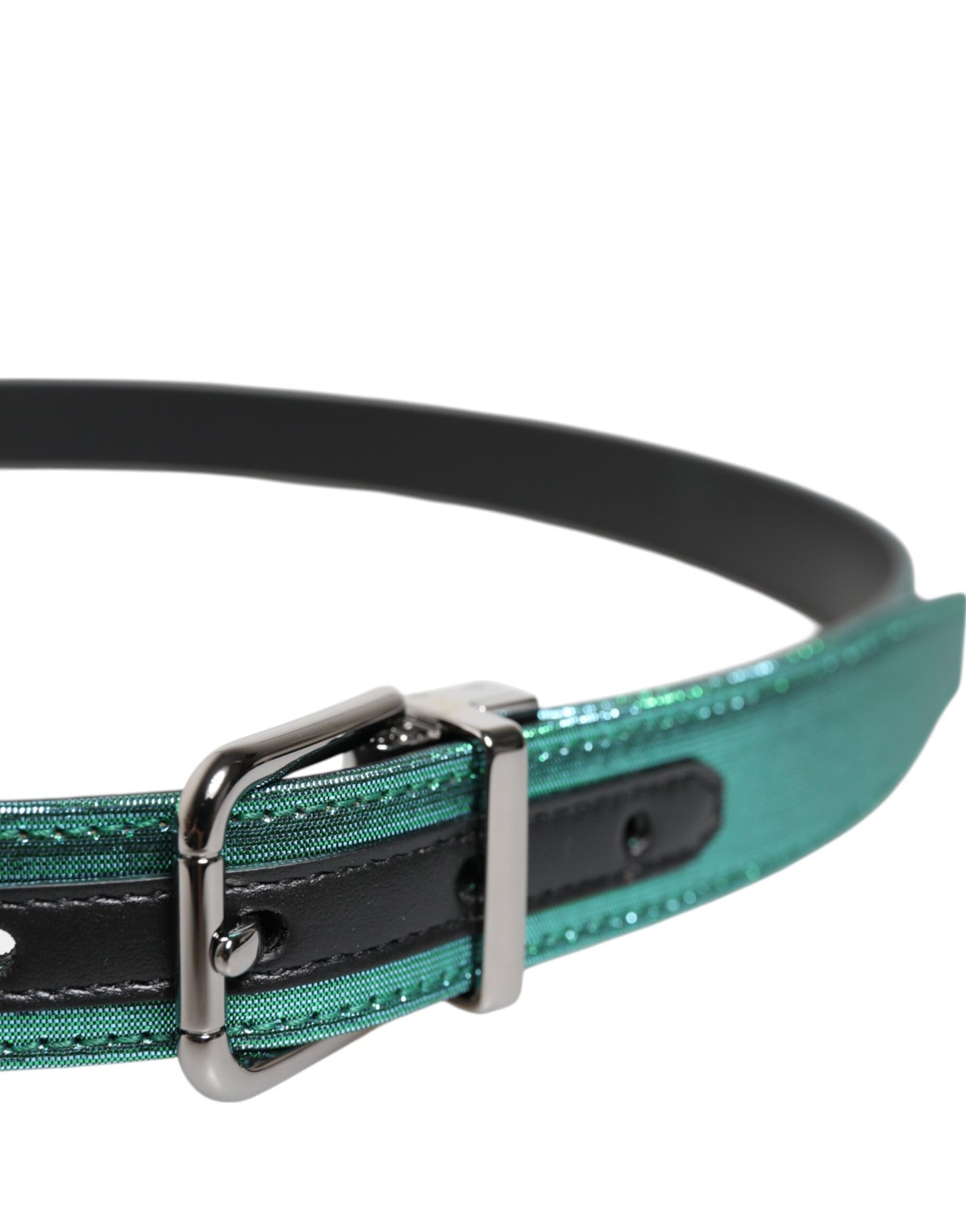 Green Black Polyester Metal Buckle Belt