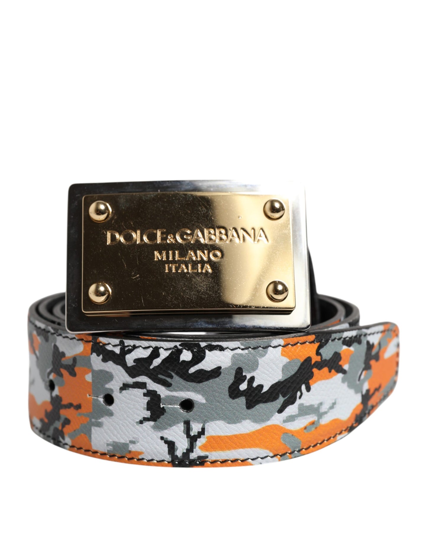 Multicolor Camouflage Metal Logo Buckle Belt