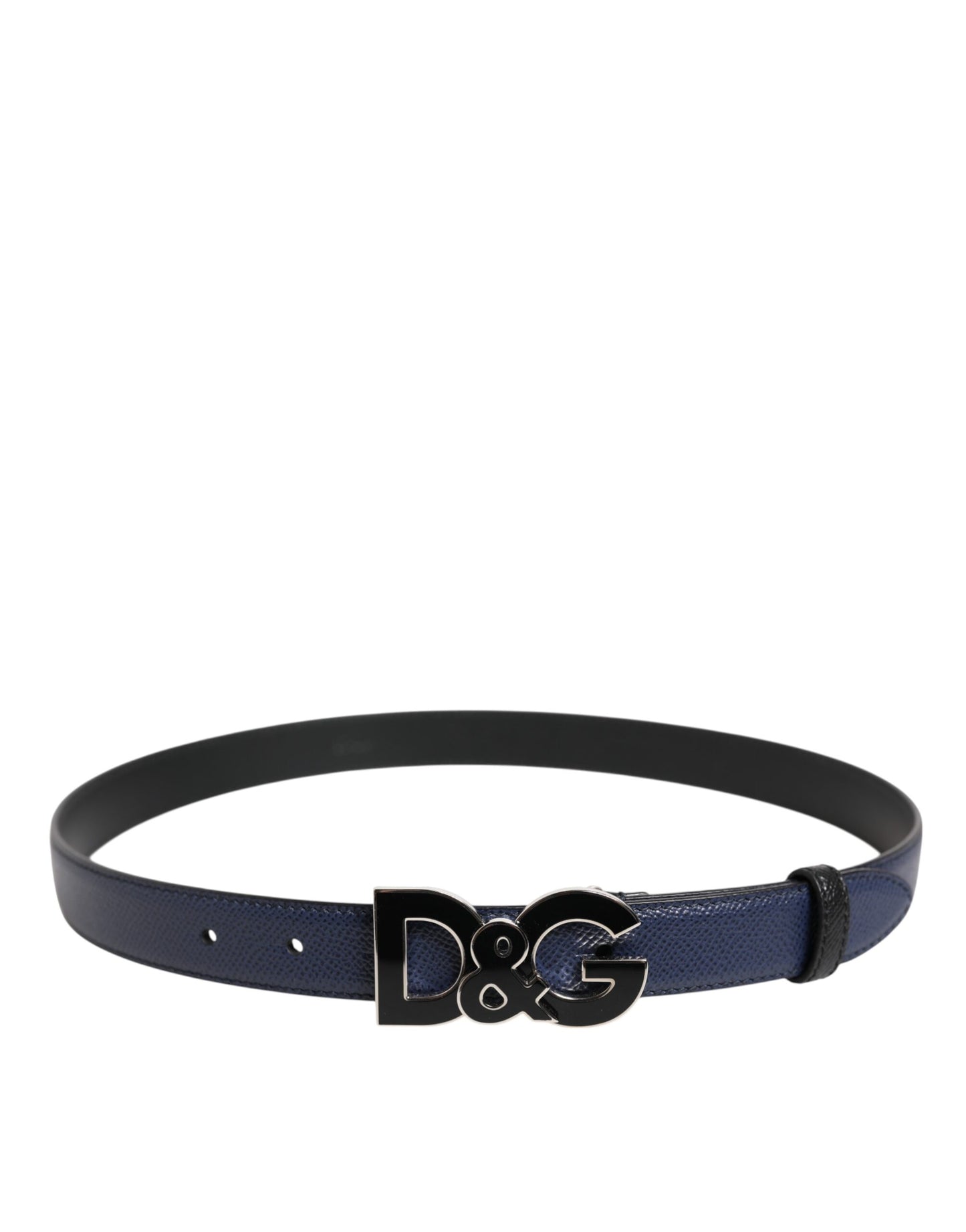 Blue Leather Classic Metal DG Logo Buckle Belt