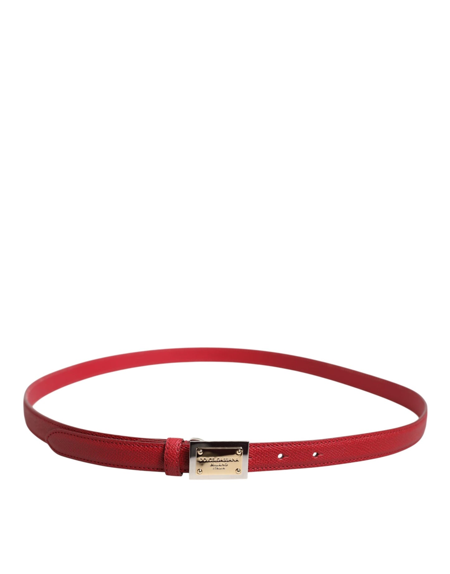 Red Leather Square Metal Buckle Cintura Belt