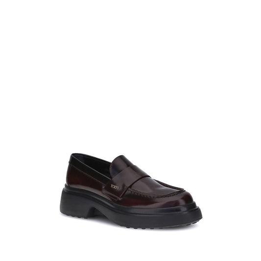 Brown Rubber Platform Loafers
