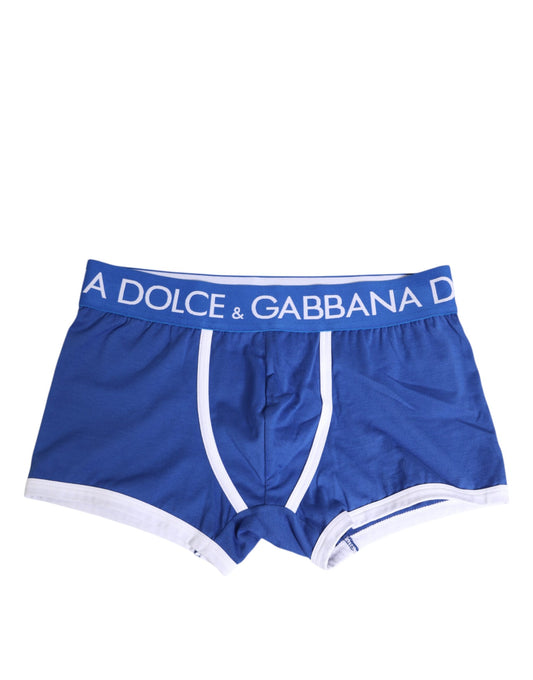Blue Cotton Stretch Regular Boxer Underwear