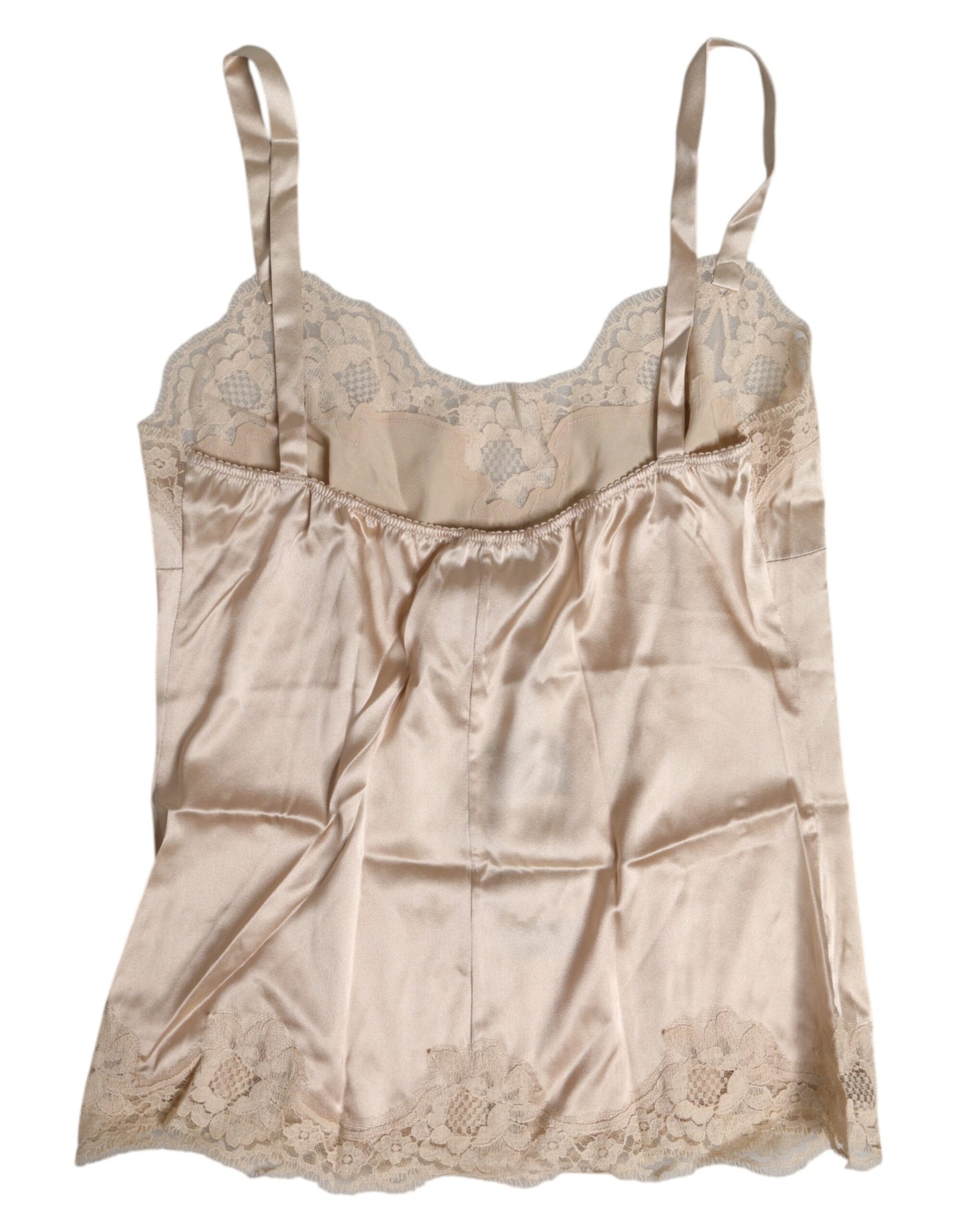 Beige Lace Silk Satin Tank Lingerie Underwear