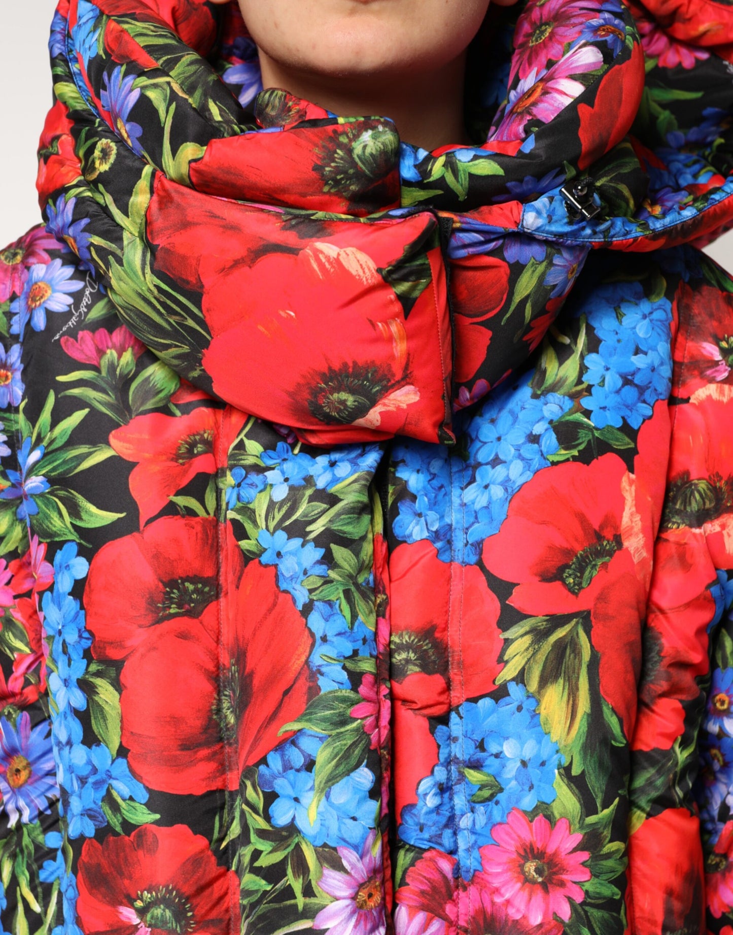 Multicolor Floral Hooded Puffer Coat Jacket