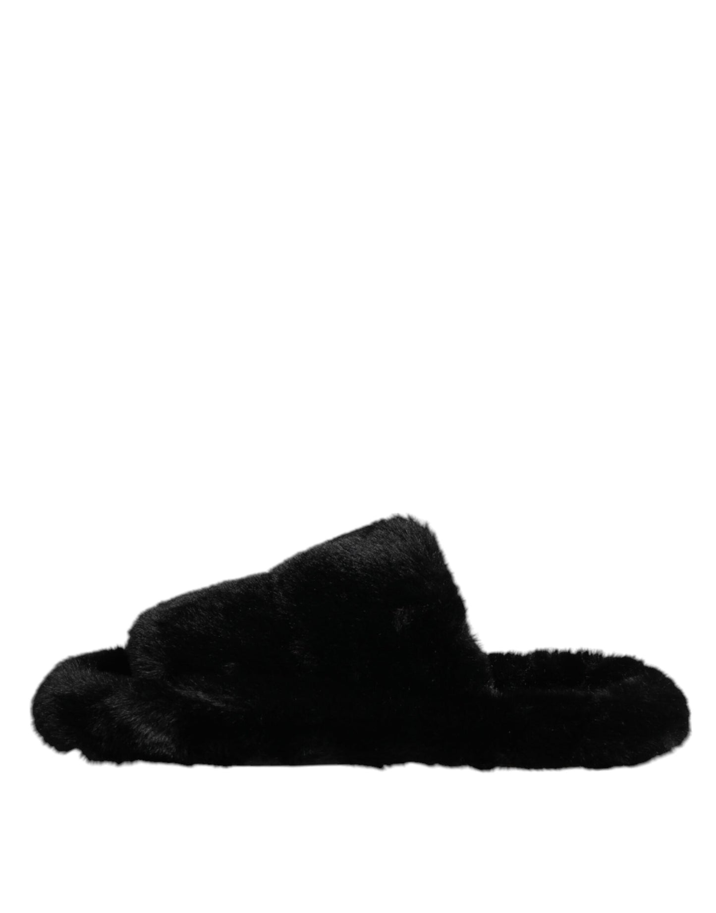 Black Polyester Velvet Slides Slipper Shoes