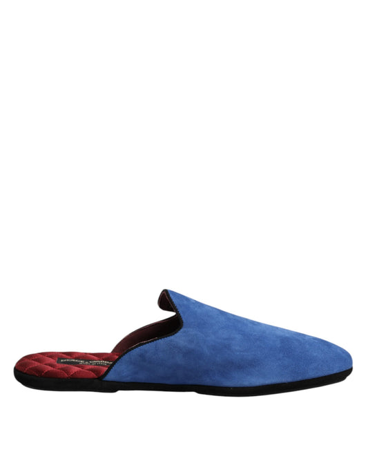 Blue Suede Capra Slides Flat Slipper Shoes